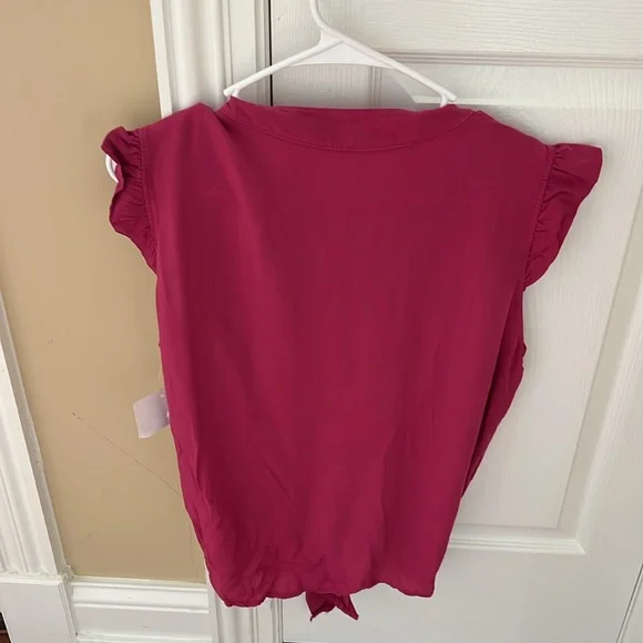 Pinup pink button up sleeveless blouse knot waist from Europe - Picture 3 of 6